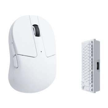Мишка Keychron M4 4000Hz, оптична (26 000 dpi), жична/безжична, Bluetooth, 2.4GHz, USB-C, бяла, гейминг, PixArt 3395 сензор, умален размер | JAR Computers Keychron M4 4000Hz Matte White M4-A5