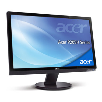 Монитор 20" (~51 cm) Acer P205Hbd HD+ 1600x900 pix, 5ms 20000:1 300cd/m2 DVI (HDCP), черен, 3г. | JAR Computers 20" (~51 cm) Acer P205Hbd HD+ 1600x900 pix