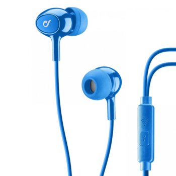Слушалки Cellular Line ACOUSTIC, микрофон, тип "тапи", мощен бас, бутон за разговори, сини | JAR Computers Cellular Line ACOUSTIC Blue ACOUSTICB
