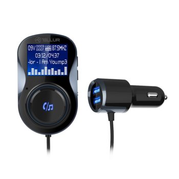 FM трансмитер Tellur FMT-B4, Bluetooth, 2x USB, Quick Charge 3.0, MicroSD слот, черен image