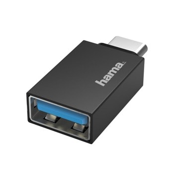 Адаптер Hama, от OTG USB-C мъжко-USB 3.2 Gen 1 към USB A (ж), Черен image