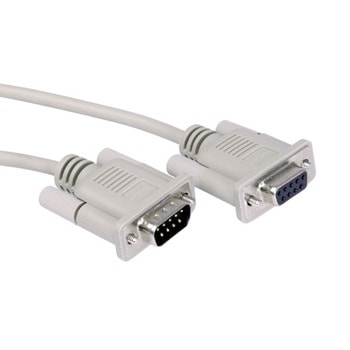Кабел ROLINE 11.01.6260, oт RS-232 9-pin(м) към RS-232 9-pin(ж), 6.0m, бял | JAR Computers ROLINE 11.01.6260
