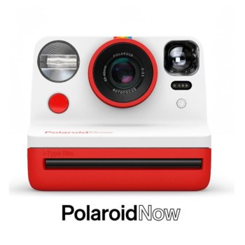 Фотоапарат Polaroid Now (червен), моментални снимки, светкавица, с батерия, auto-focus, USB image