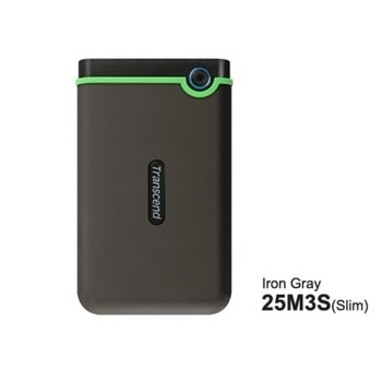 Твърд диск 4TB Transcend StoreJet 25M3S (сив), външен, 2.5" (6.35 cm), USB 3.1, удароустойчив | JAR Computers Transcend StoreJet 25M3S 4TB TS4TSJ25M3S