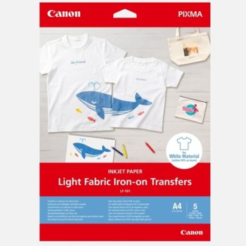 Копирна хартия Canon Light Fabric Iron-on Transfers, A4, 160 g/m2, бял, 5 листа image