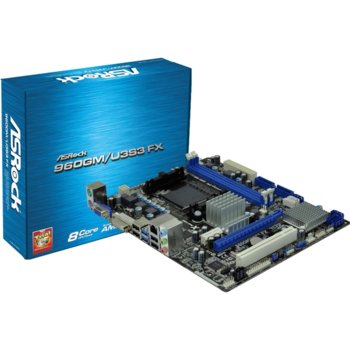 Дънна платка ASRock 960GM/U3S3 FX, AM3+, AMD 760G, DDR3, VGA+PCI-E (DVI), SB5.1 THX TruStudio™, Lan1000, 2x SATA 6Gb/s, 2xUSB3.0, mATX | JAR Computers ASRock 960GM/U3S3 FX