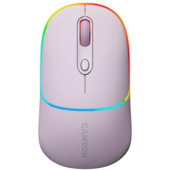 Мишка Canyon MW-22, оптична (1600dpi), безжична, USB, Bluetooth, розова, RGB подсветка, 4 бутона | JAR Computers Canyon MW-22 Pearl Rose CNS-CMSW22PR