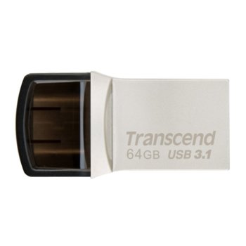 Памет 64GB USB Flash Drive, Transcend JetFlash 890S, USB 3.1/USB 3.1 Type C, сребриста | JAR Computers Transcend JetFlash 890S TS64GJF890S