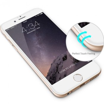 3D Протектор от закалено стъкло /Tempered Glass/ за iPhone 6 Plus, извити ръбове, бяло | JAR Computers Протектор от закалено стъкло за iPhone 6 Plus