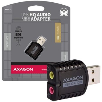 Външна звукова карта AXAGON ADA-17, 2.0, USB 2.0, черна | JAR Computers AXAGON ADA-17