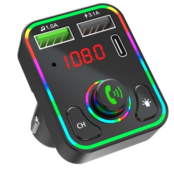 FM трансмитер HZ-BT-F3, 87.5 MHz до 108.0 MHz, Bluetooth, 2x USB, черен | JAR Computers FM трансмитер Bluetooth HZ-BT-F3 0202231