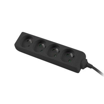Разклонител Lanberg, 4 гнезда, 1 м. кабел, за UPS, черен | JAR Computers Lanberg PS0-04E-0100-IEC-BK
