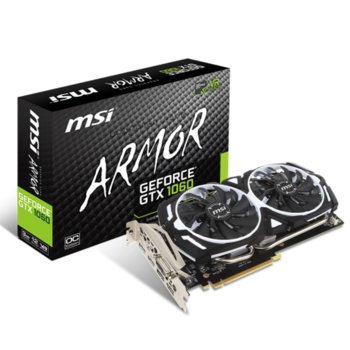 Видео карта nVidia GeForce GTX 1060, 3GB, MSI ARMOR OC V1, PCI-E 3.0, GDDR5, 192bit, DisplayPort, HDMI, DVI | JAR Computers MSI GeForce GTX 1060 ARMOR 3G OCV1