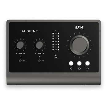 Аудио интерфейс Audient ID14-MKII, Optical-In, 1x JFET in, 2x Line изхода, USB-C, 24-bit/96kHz, черен | JAR Computers Аудио интерфейс Audient ID14-MKII