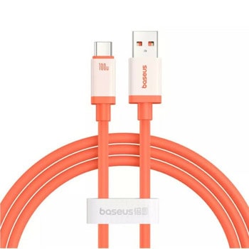 Кабел Baseus Zero Degrees (P10368801731-01), от USB-A(м) към USB-C(м), 1m, 100W, оранжев | JAR Computers Baseus Zero Degrees P10368801731-01