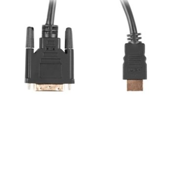 Кабел Lanberg CA-HDDV-20CU-0018-BK, от HDMI(м) към DVI-D(м), 1.8m, черен | JAR Computers Lanberg CA-HDDV-20CU-0018-BK