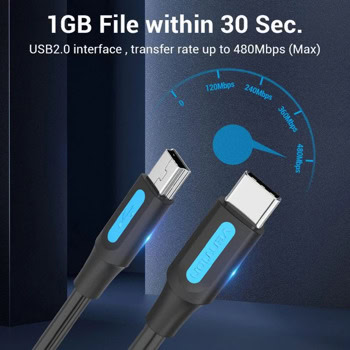 кабел vention cowbd usb c m to usb mini b m 5pin | JAR Computers кабел vention cowbd usb c m to usb mini b m 5pin