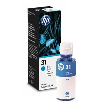 Мастило за HP Smart Tank 7306/7606/7308/7008/7006/5108/5109/5100/5106/6002/7602r/Tank Wireless 457 - Cyan - 1VU26AE - HP 31 - Оригинално, Заб: 70 ml капацитет | JAR Computers HP 31 Cyan 1VU26AE
