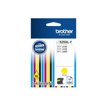 Касета ЗА BROTHER DCP-J100, DCP-J105, MFC-J200 Ink Cartridge High Yield for - Yellow - P№ LC525XLY - Заб.: 1300k. | JAR Computers Brother LC-525 XL Yellow Ink