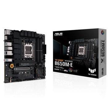 Дънна платка Asus TUF Gaming B650M-E, B650, AM5, DDR5, PCI-E 4.0 (DP&HDMI), 2x M.2, 4x SATA 6Gb/s, 1x USB 3.2 Gen 2 Type-C, 1x USB 3.2 Gen 2 Type-A, 2.5GbE LAN, Micro ATX | JAR Computers Asus TUF Gaming B650M-E 90MB1FU0-M0EAY0