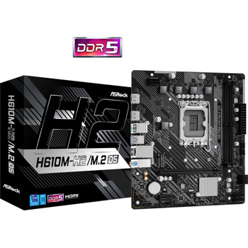 Дънна платка ASRock H610M-H2/M.2, H610, LGA 1700, DDR5, PCI-E 4.0 (HDMI), 4x SATA 6Gb/s, 1x M.2, 2x USB 3.2 Gen1, Micro ATX | JAR Computers Asrock H610M-H2/M.2 D5 90-MXBML0-A0UAYZ