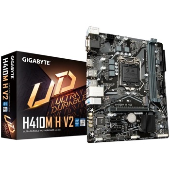 Дънна платка Gigabyte H410M H V2, H410, LGA1200, DDR4, PCI-E 3.0 (HDMI/VGA), 4x SATA 6Gb/s, 1x M.2, 2x USB 3.2 Gen 1, Micro ATX | JAR Computers Gigabyte H410M H V2 2Y