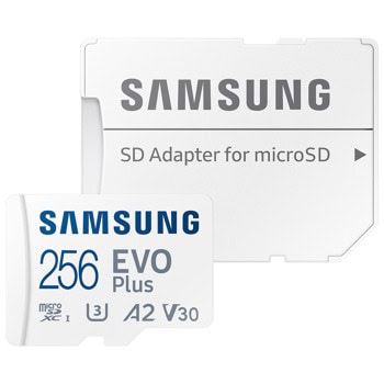 Карта памет 256GB microSDXC с адаптер, Samsung EVO Plus, UHS-I U3 V30, скорост на четене до 160MB/s | JAR Computers Samsung EVO Plus microSD 256GB MB-MC256SA/EU