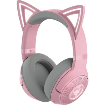 Слушалки Razer Kraken Kitty V2 BT (RZ04-04860100-R3M1), безжични, Bluetooth, микрофон, гейминг, Razer Chroma RGB подсветка, до 40 часа време на работа, розови | JAR Computers Razer Kraken Kitty V2 BT RZ04-04860100-R3M1