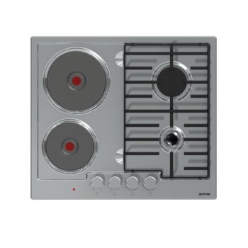 Комбиниран плот GORENJE K 6N 20 IX, 3500 W, 2 бързонагряващи котлона + 2 газиви котлона, Електрическо запалване на газовите котлони, сив | JAR Computers GORENJE K 6N 20 IX