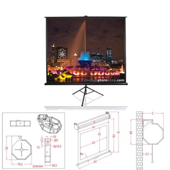 Екран Elite Screens 85" (215.9 cm), 152.4 x 152.4 cm ползваема площ, на стойка, 2г. | JAR Computers Екран Elite Screens 152.4 x 152.4 cm