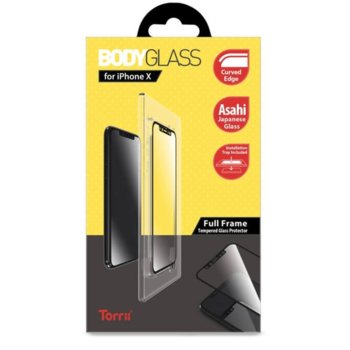 Протектор от закалено стъкло /Tempered Glass/ Тorrii BodyGlass IP8-BDG-01, Apple iPhone XS, iPhone X, черна рамка | JAR Computers Torrii BodyGlass iPhone XS, iPhone X black frame