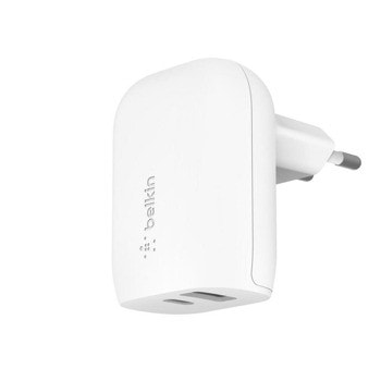 Зарядно устройство Belkin Boost Charge WCB004vfWH, от контакт към 1x USB-C(ж), 1x USB-A(ж), 32W, бяло | JAR Computers Belkin Boost Charge WCB004vfWH