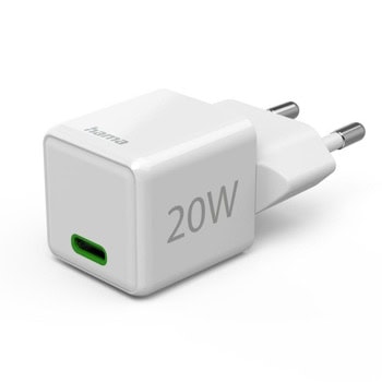 Зарядно устройство Hama 201980, от контакт към 1x USB C(ж), бяло, 20W, QC 3.0 | JAR Computers Зарядно устройство Hama 201980