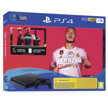 Конзола PlayStation 4 Slim 1TB в комплект с FIFA 20, черна | JAR Computers PS4 Slim 1TB + FIFA 20