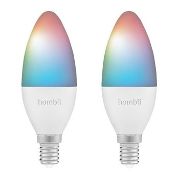 Смарт крушки Hombli E14 RGB+CCT Promo Pack V2 (2 броя), E14, 4.5W, 380lm, управление с гласов асистент Google и Alexa, RGB, бели | JAR Computers Hombli E14 RGB+CCT Promo Pack V2 HBPP-0111