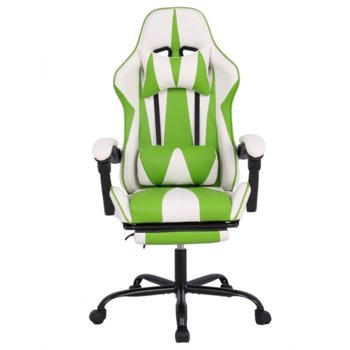 Геймърски стол RFG Max Game (ON4010200086), еко кожа, 150 кг. максимално натоварване, стоманена база, газов амортисьор, бял/зелен image