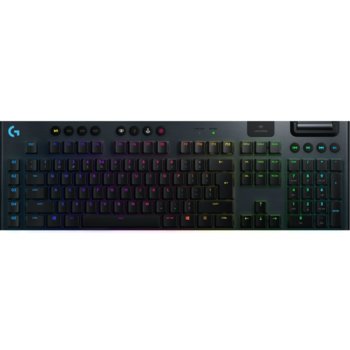 Клавиатура Logitech G915, безжична, геймърска, механична, linear switches, RGB подсветка, нископрофилни клавиши, US layout, черна, USB, Wireless, Bluetooth image