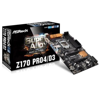 Дънна платка ASRock Z170 PRO4/D3, Z170, LGA1151, DDR3/DDR3L, PCI-E (HDMI&DVI-D), 6x SATA 6.0 Gb/s, 2x SATA Express, 6x USB 3.0, ATX | JAR Computers ASRock Z170 PRO4 /D3
