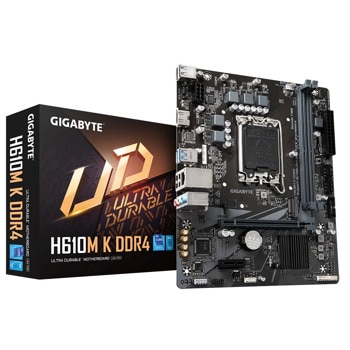 Дънна платка Gigabyte H610M K, H610, LGA1700, DDR4, PCI-E 4.0, (HDMI), 2x SATA 6Gb/s, 1x M.2, 4x USB 3.2 Gen 1, Micro ATX | JAR Computers Gigabyte H610M K DDR4 LGA1700