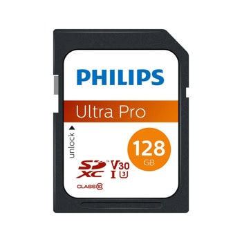 Карта памет 128GB microSDXC, Philips FM12SD65B/00, UHS-I U3 V30, скорост на четене до 100MB/s, скорост на запис до 80MB/s | JAR Computers Philips FM12SD65B/00