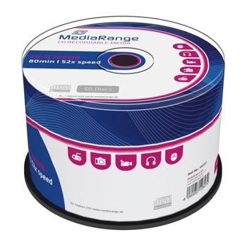 Оптичен носител CD-R, 700MB, MediaRange MR207, 52x, 50бр | JAR Computers CD-R 700MB 52x