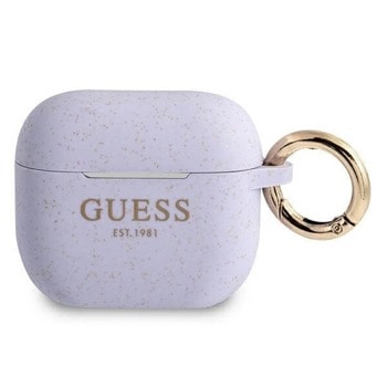 Защитен калъф Guess AirPods 3 Silicone Glitter Case, за Apple Airpods 3, силиконов, с карабинер, лилав | JAR Computers Guess AirPods 3 Silicone Glitter Case GUA3SGGEU