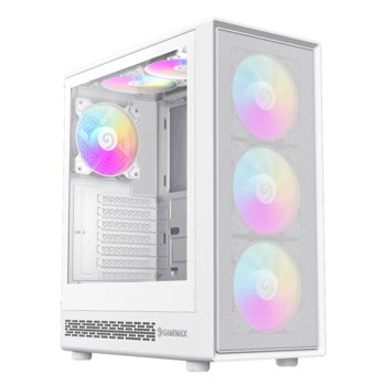 Кутия Gamemax Storm 2 AW, ATX/mATX/Mini-ITX, 1x USB 3.1 Type-C, 3x 120mm RGB вентилатор, с прозорец, бяла, без захранване | JAR Computers кутия gamemax storm 2 aw бяла