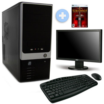 Настолен компютър PC "Елит" & 21.5" (54.61 cm) Acer V223HQb FULL HD +подарък игра "Age of Conan", Intel® Pentium® Dual Core E5300 2.6GHz, 3GB RAM, 750GB HDD, DVDRW, VGA GeForce GT 220 (1GB DDR3), SB7.1, Lan1000, Microsoft безжични клавиатура & мишка | JAR Computers PC "Елит" & 21.5" (54.61 cm) Acer V223HQb FULL H…