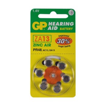 Батерии цинкови GP Hearing Aid ZA13, 1.4V, 6 бр. цена за 1 бр. | JAR Computers Батерии цинкови GP Hearing Aid ZA13, 1.4V