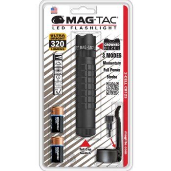 Фенер Mag-Lite MagTac LED, захранва се с 2 батерии CR123, 320lm, блистер, Водоустойчивост, черен | JAR Computers MAGTAC LED фенер с две батерии черен блистер