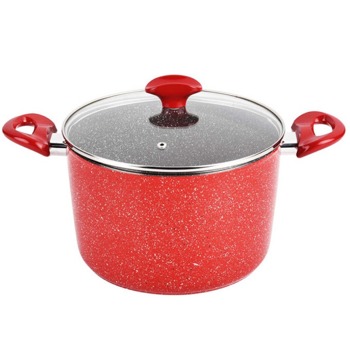 Тенджера Voltz V54418A24D, вместимост 5.9 л, 24 см диаметър, мраморно покритие, капак, червена | JAR Computers Voltz V54418A24D