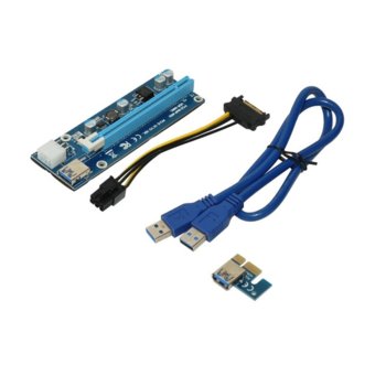 Контролер/екстендер Makki MAKKI-SR135-270 008C, от PCI-E x1 към PCI-E x16 през USB 3.0 кабел, PCI-E SATA захранващ кабел, за добив на криптовалути | JAR Computers Makki Mining Riser MAKKI-SR135-270