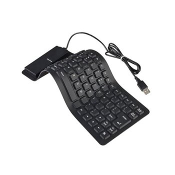 Клавиатура, силиконова, устойчива на заливане, прах и удари, USB/PS/2, умалена(без цифрова клавиатура), черна image