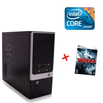 Настолен компютър PC Max "Геймър" +подарък игра Wolfenstein, четири-ядрен Intel® Core™ i7 950 3.06GHz, 4GB DDR3 RAM, 1000GB HDD, DVDRW, GeForce GTS 450 1GB DDR5 (HDMI & DVI), 2г. гаранция | JAR Computers PC Max "Геймър" +подарък игра Wolfenstein